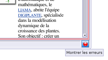 Amaya signale visuellement si un document contient des erreurs ou pas (petite pastille dans la barre de status Amaya signale visuellement si un document contient des erreurs ou pas (petite pastille dans la barre de status